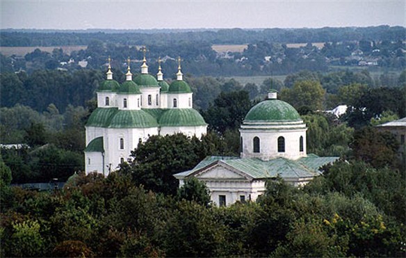 Image - Pryluka: panorama of the Transfiguration Cathedral and the Church of the Nativity.
